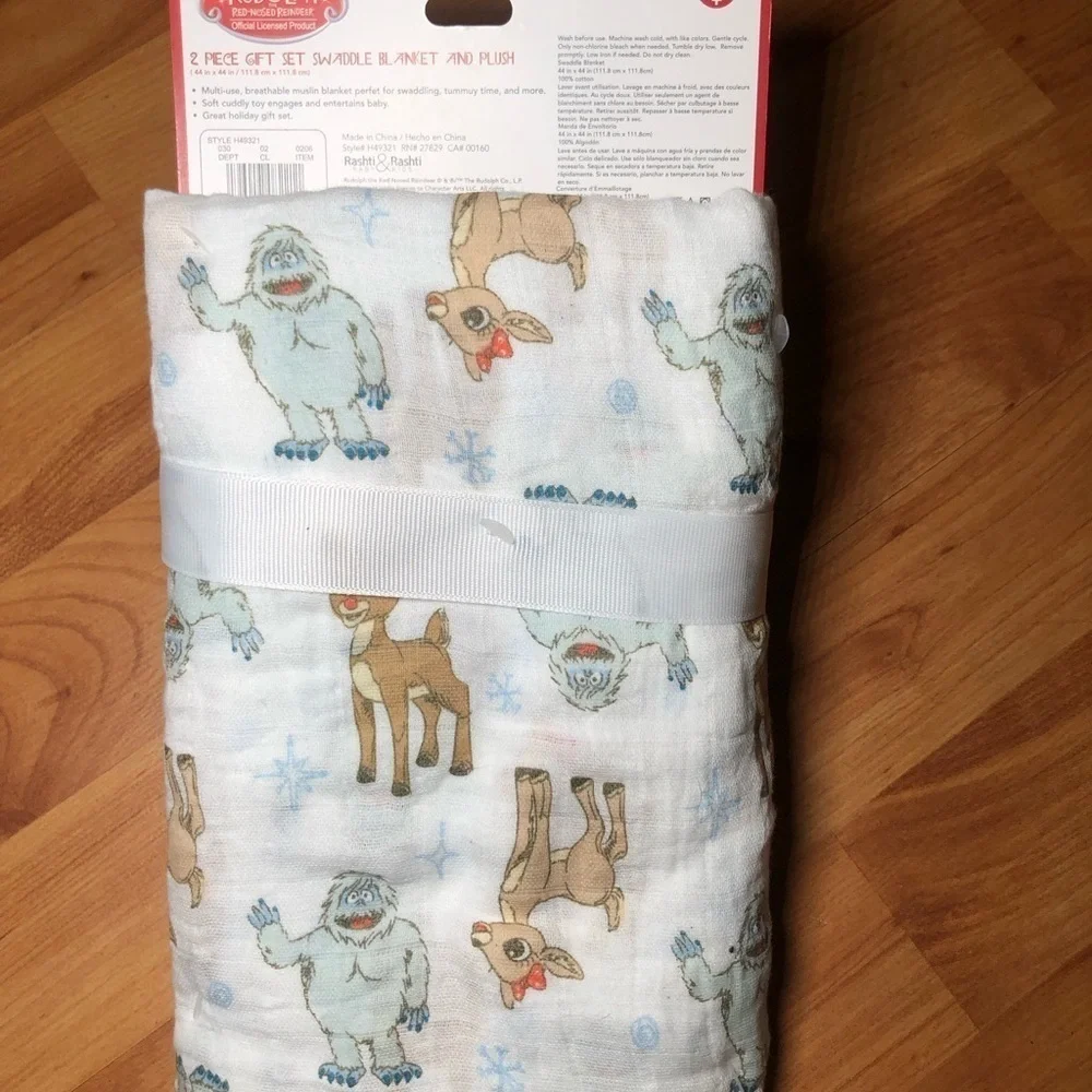 CARTERS Santa Bodysuit 12 mth & 2pc gift set swaddle blanket and plush